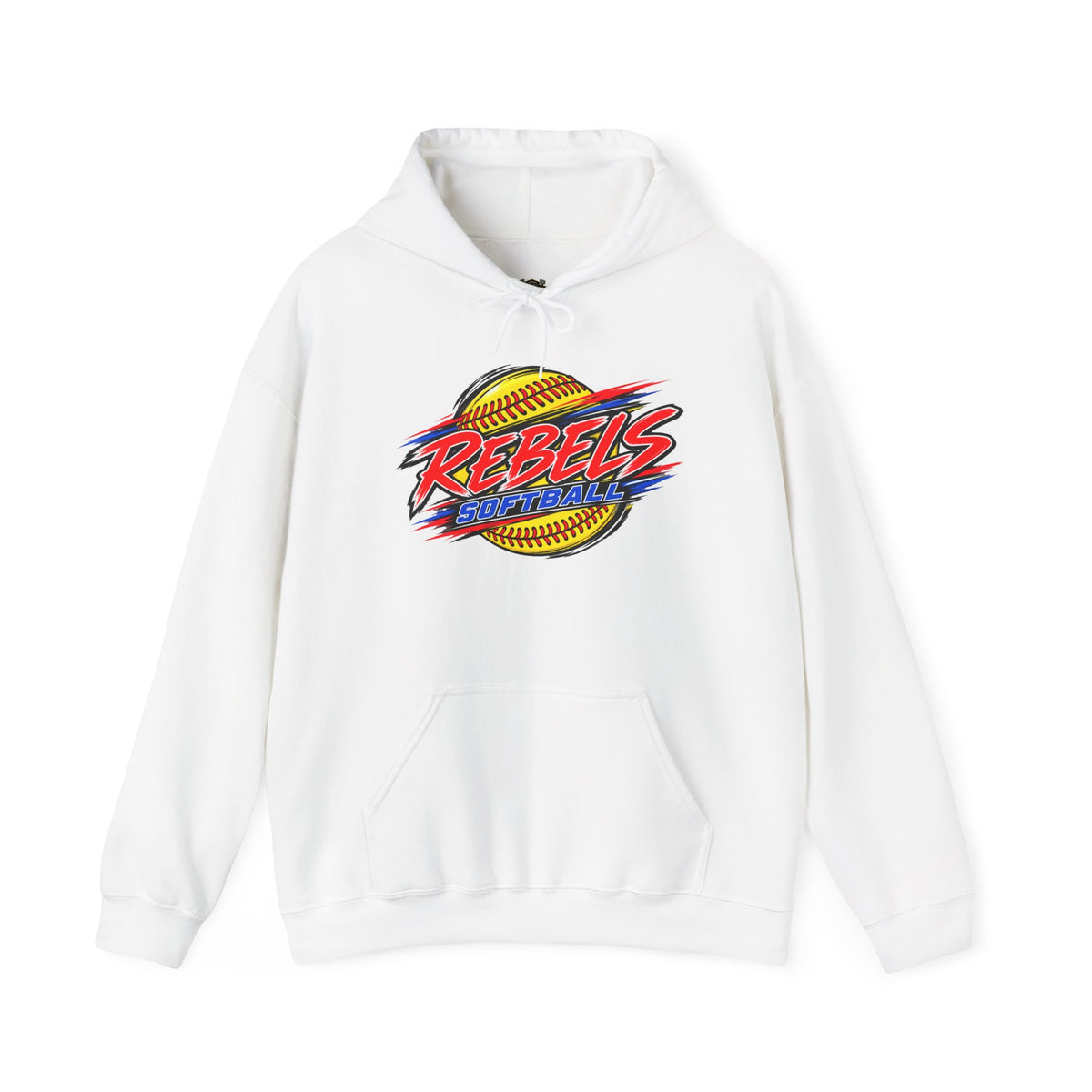 Rebels Softball Hoodie — Retro Yellow Softball Graphic