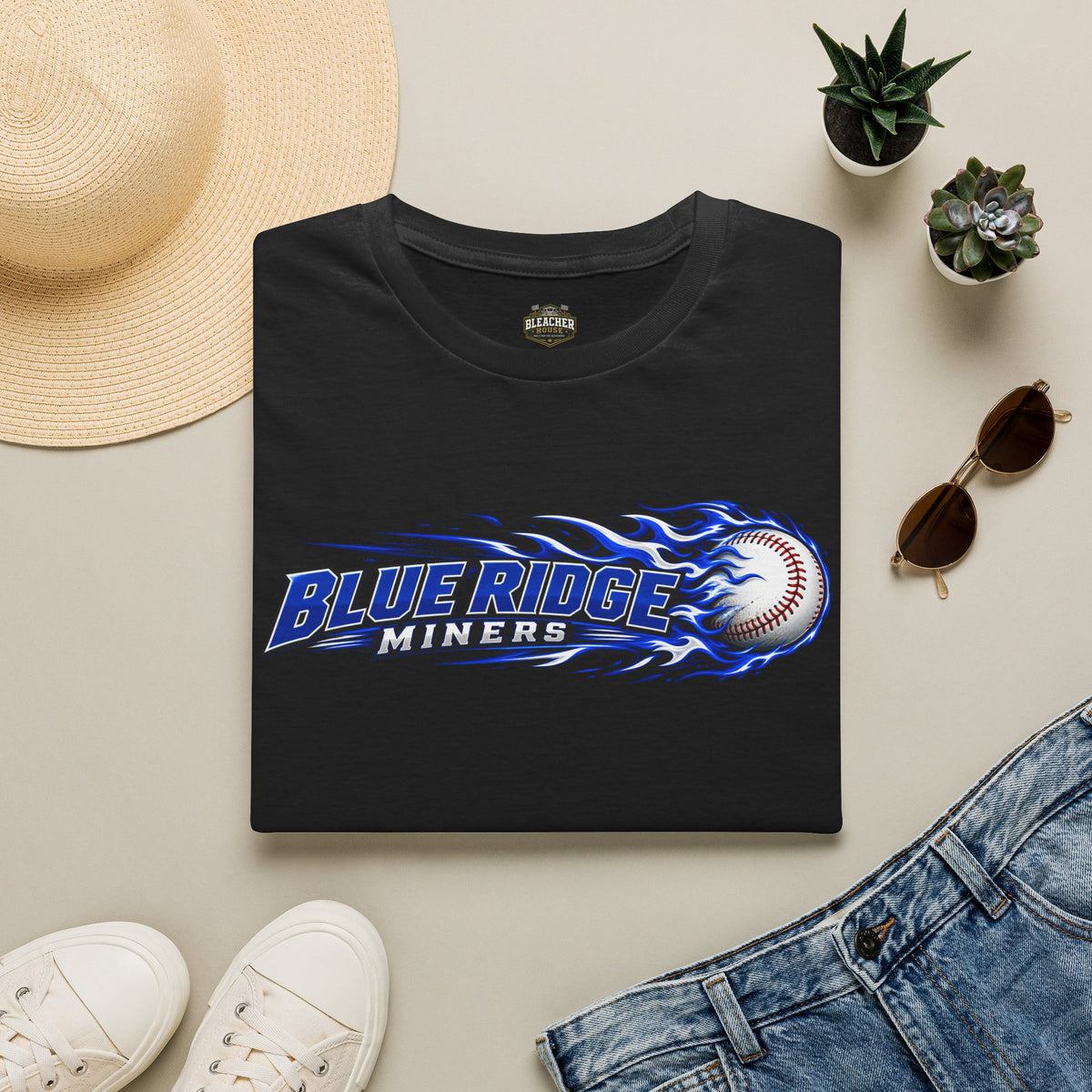 Blue Ridge Miners Flaming Baseball T-Shirt – Flaming Ball Softstyle Tee