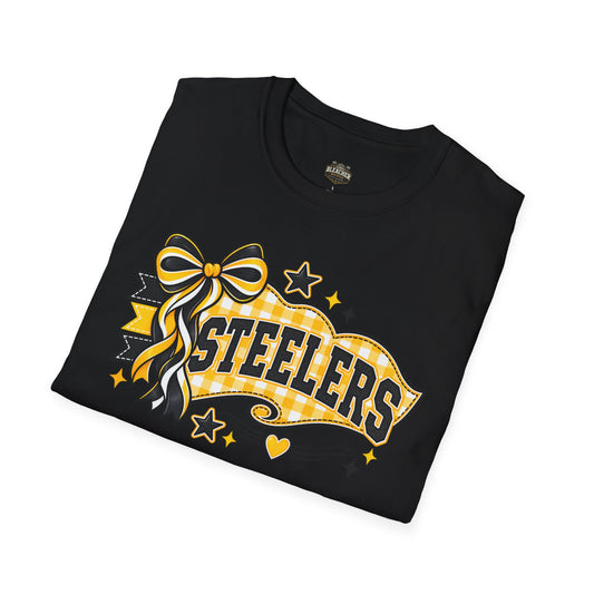 Steelers Ribbon T-Shirt — Cheerful Black & Gold Football Fan Tee