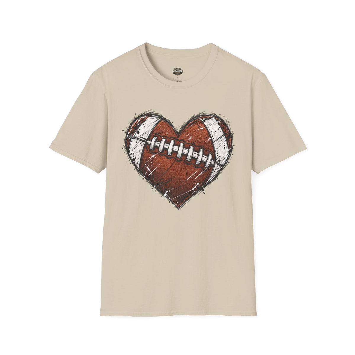 Football Heart Graphic T-Shirt — Vintage Grunge Sports Tee