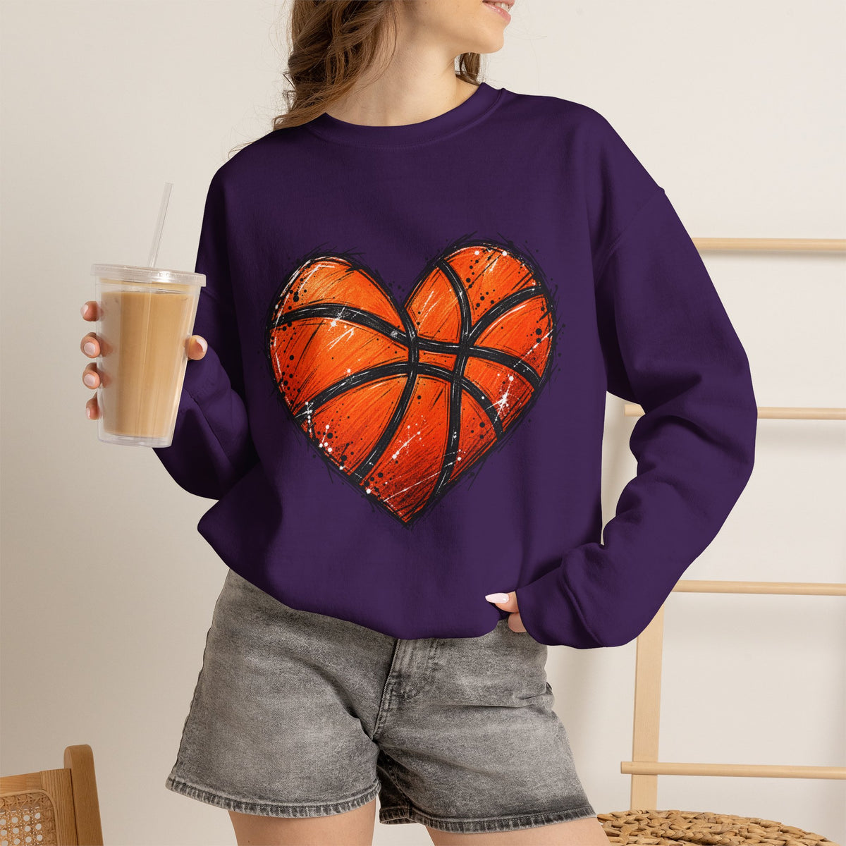 Basketball Heart Crewneck Sweatshirt