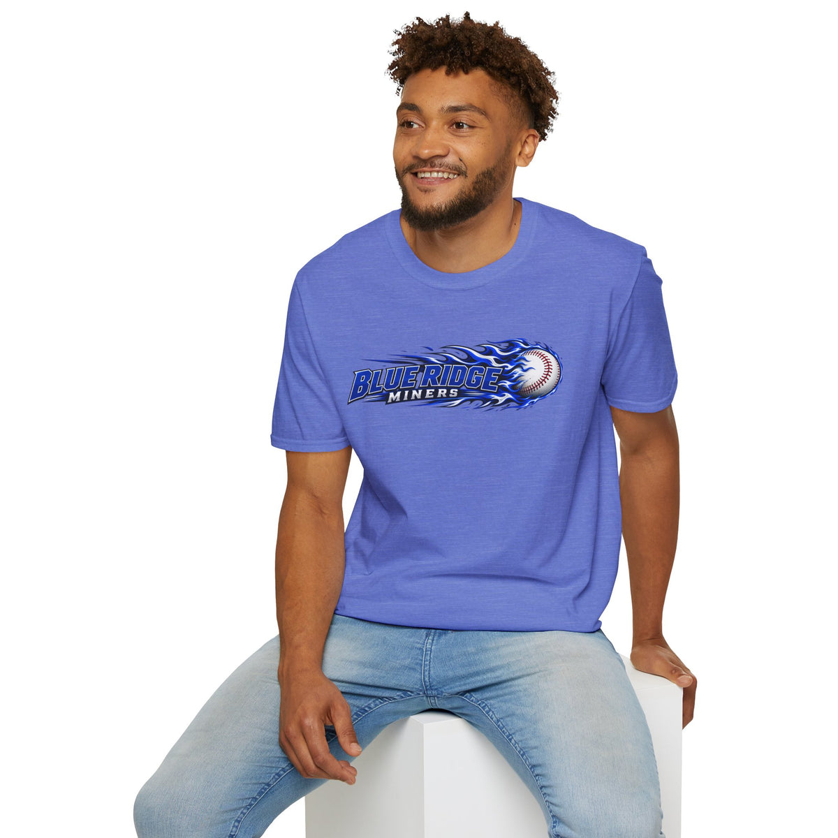 Blue Ridge Miners Flaming Baseball T-Shirt – Flaming Ball Softstyle Tee