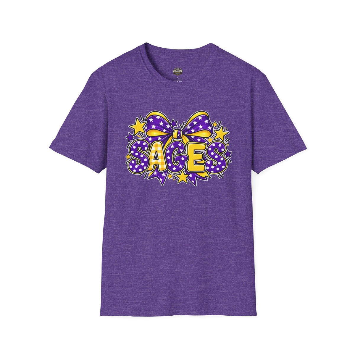 Sages T-Shirt — SAGES Cheer Bow Graphic Tee (Purple & Gold Stars)