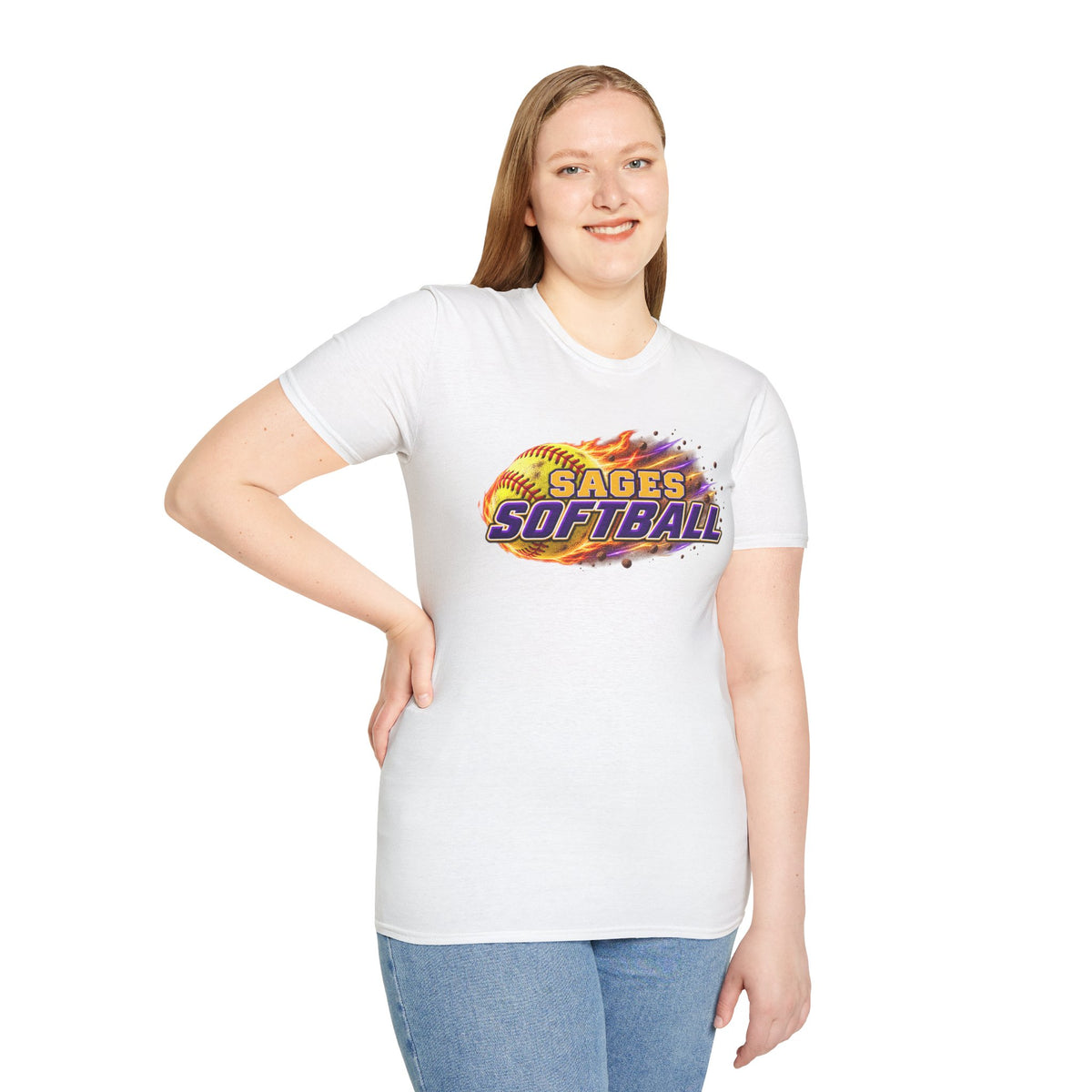 Sages Flaming Softball Graphic T‑Shirt