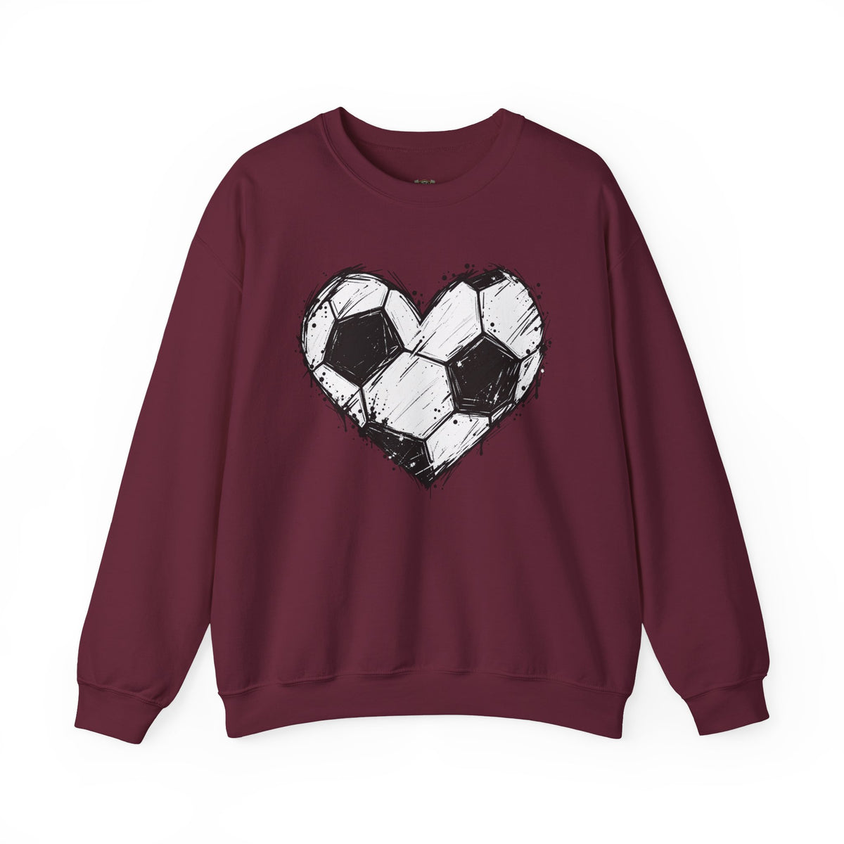 Soccer Heart Crewneck Sweatshirt — Grunge Soccer Ball Graphic