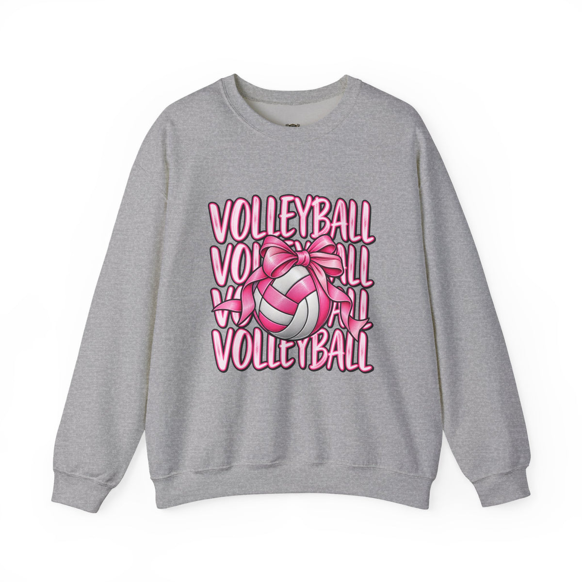 Volleyball Bow Sweatshirt — Pink Volleyball Graphic Crewneck
