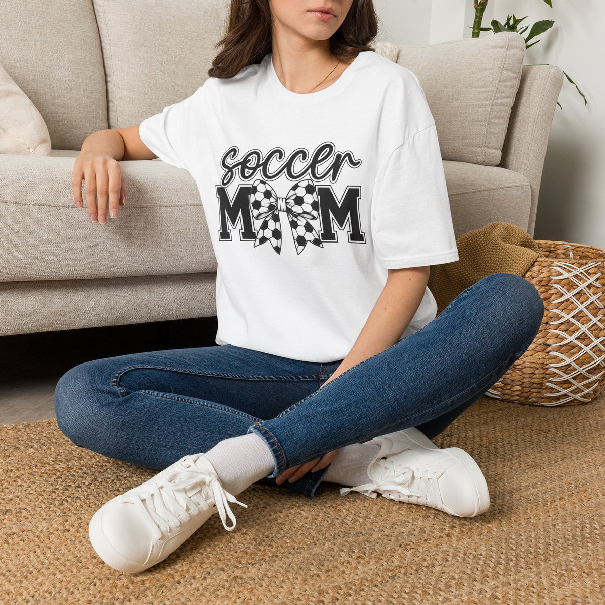 Soccer Mom T-Shirt — Leopard Bow Soccer Ball Design