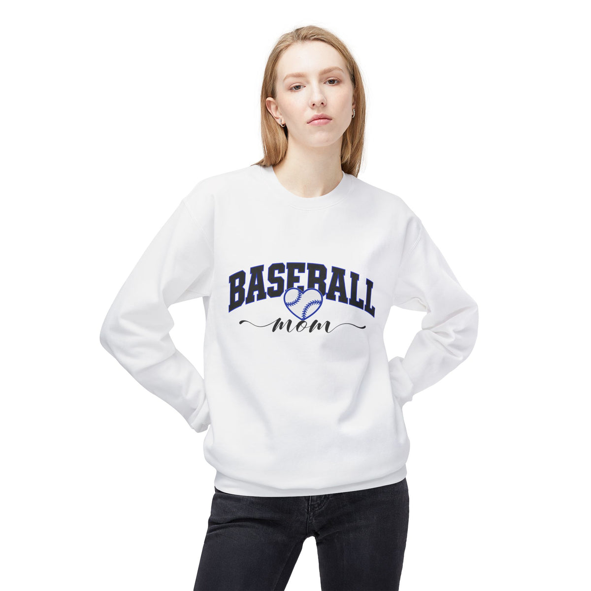 Baseball Mom Crewneck Sweatshirt – Athletic Script Heart Design
