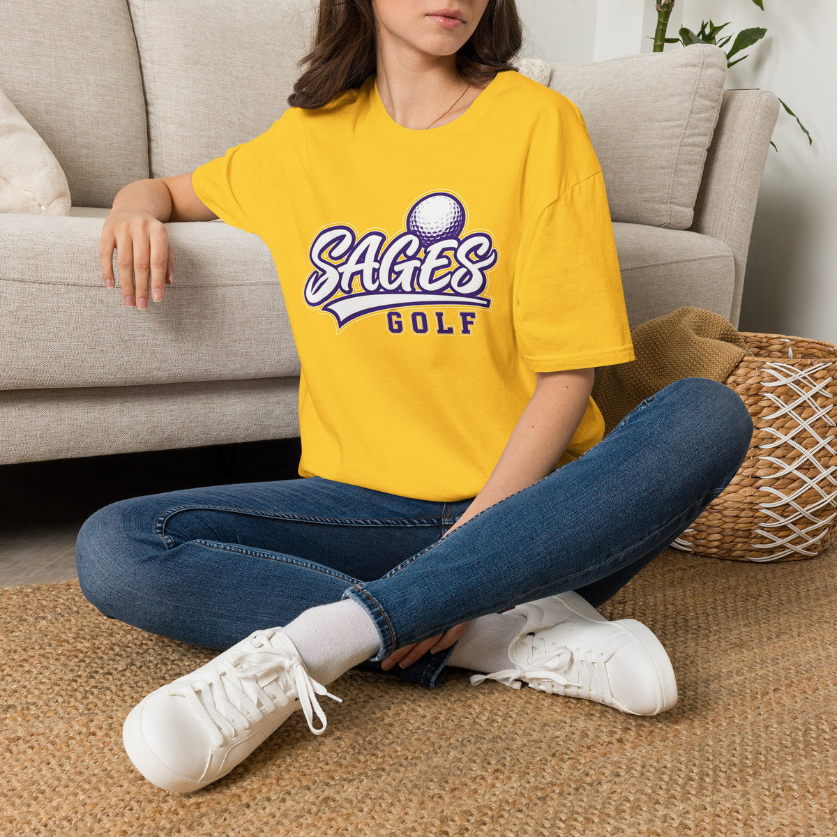Sages Golf Team T‑Shirt — Vintage Script Golf Ball Logo