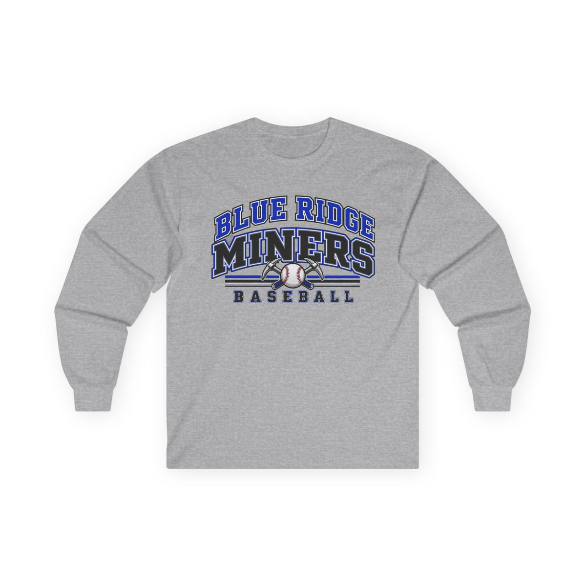 Blue Ridge Miners Baseball Long Sleeve Tee - Gildan Cotton Tee with Graphic Gameday Design