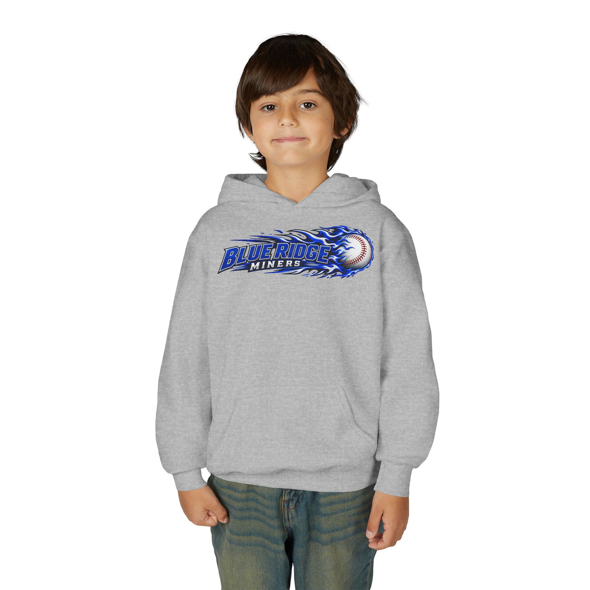 YOUTH Blue Ridge Miners Flaming Baseball Hoodie – Flaming Ball Hoodie
