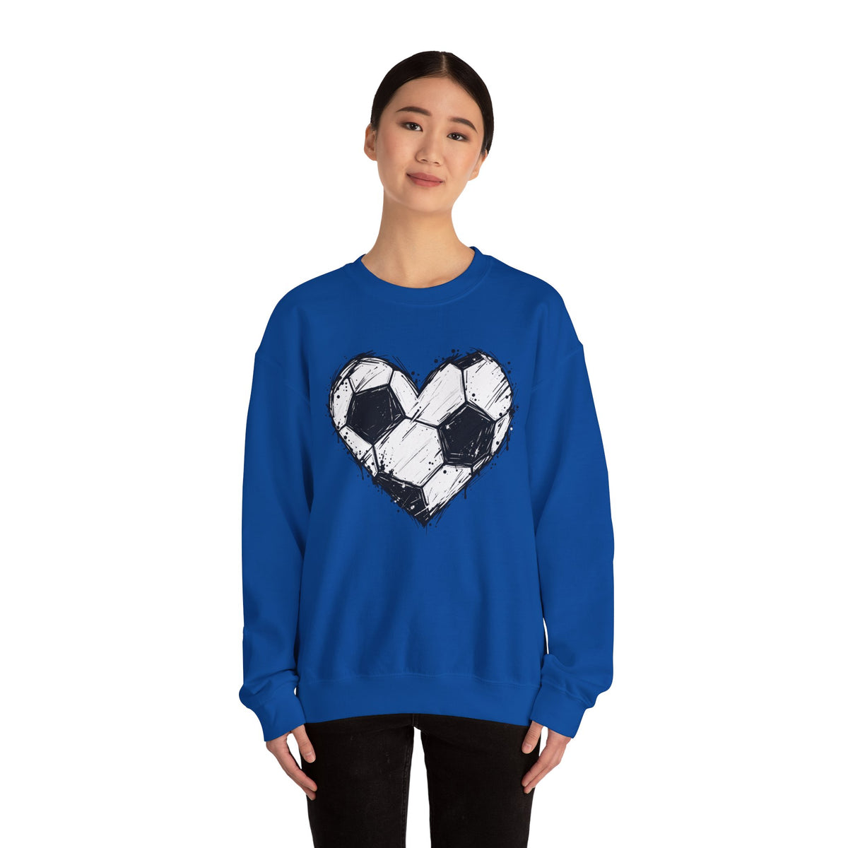 Soccer Heart Crewneck Sweatshirt — Grunge Soccer Ball Graphic