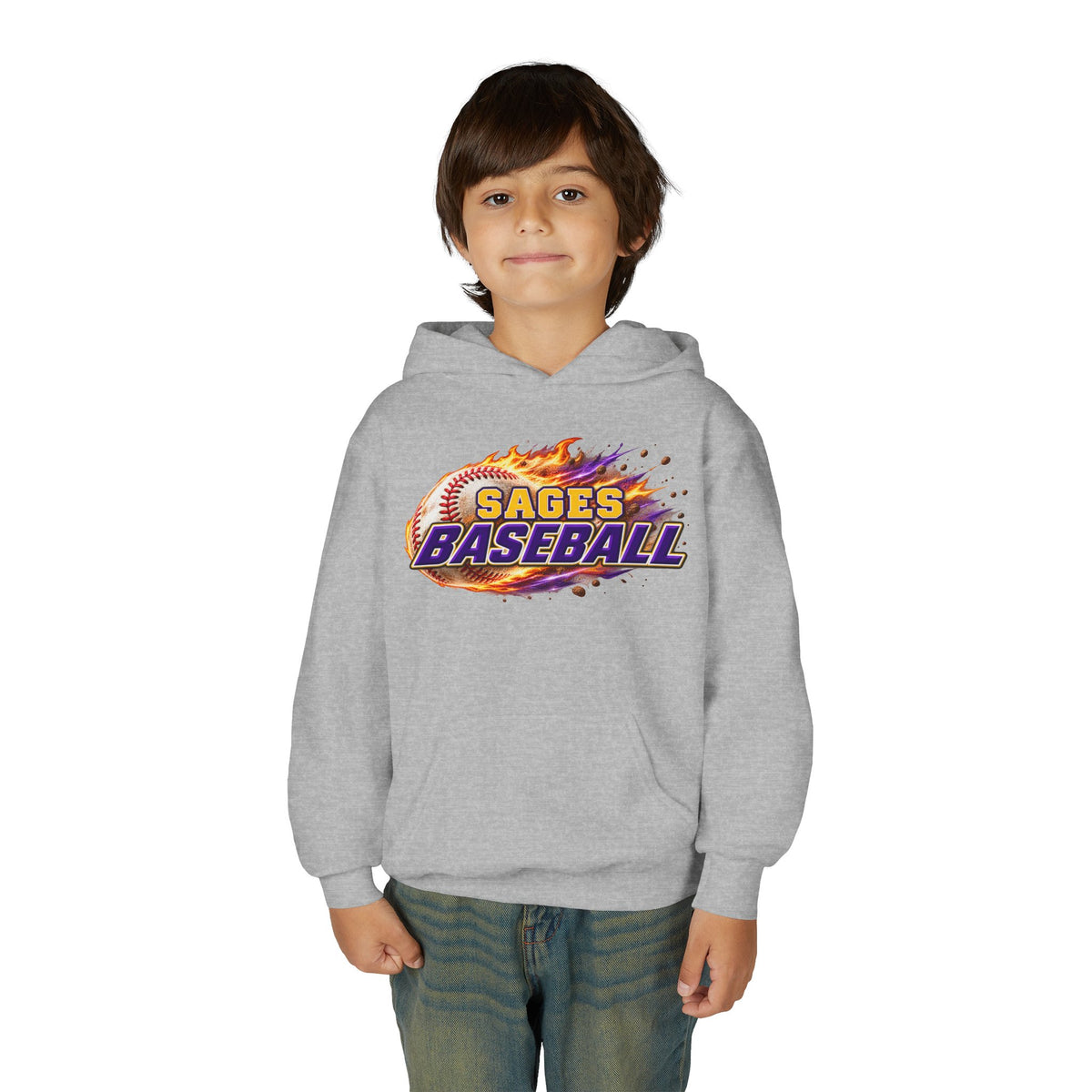 YOUTH Sages Flaming Baseball Hoodie - Team Spirit Hoodie