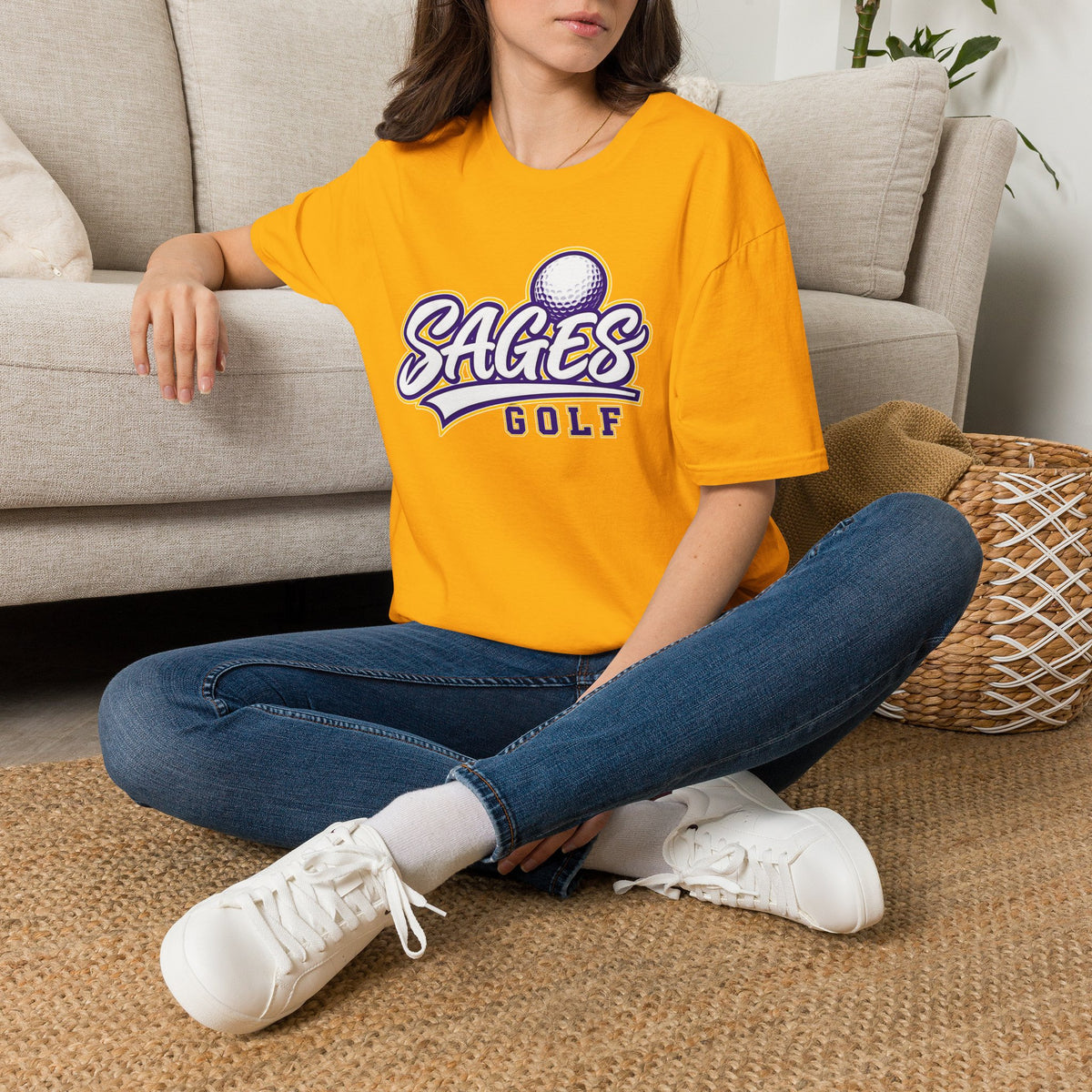 Sages Golf Team T‑Shirt — Vintage Script Golf Ball Logo