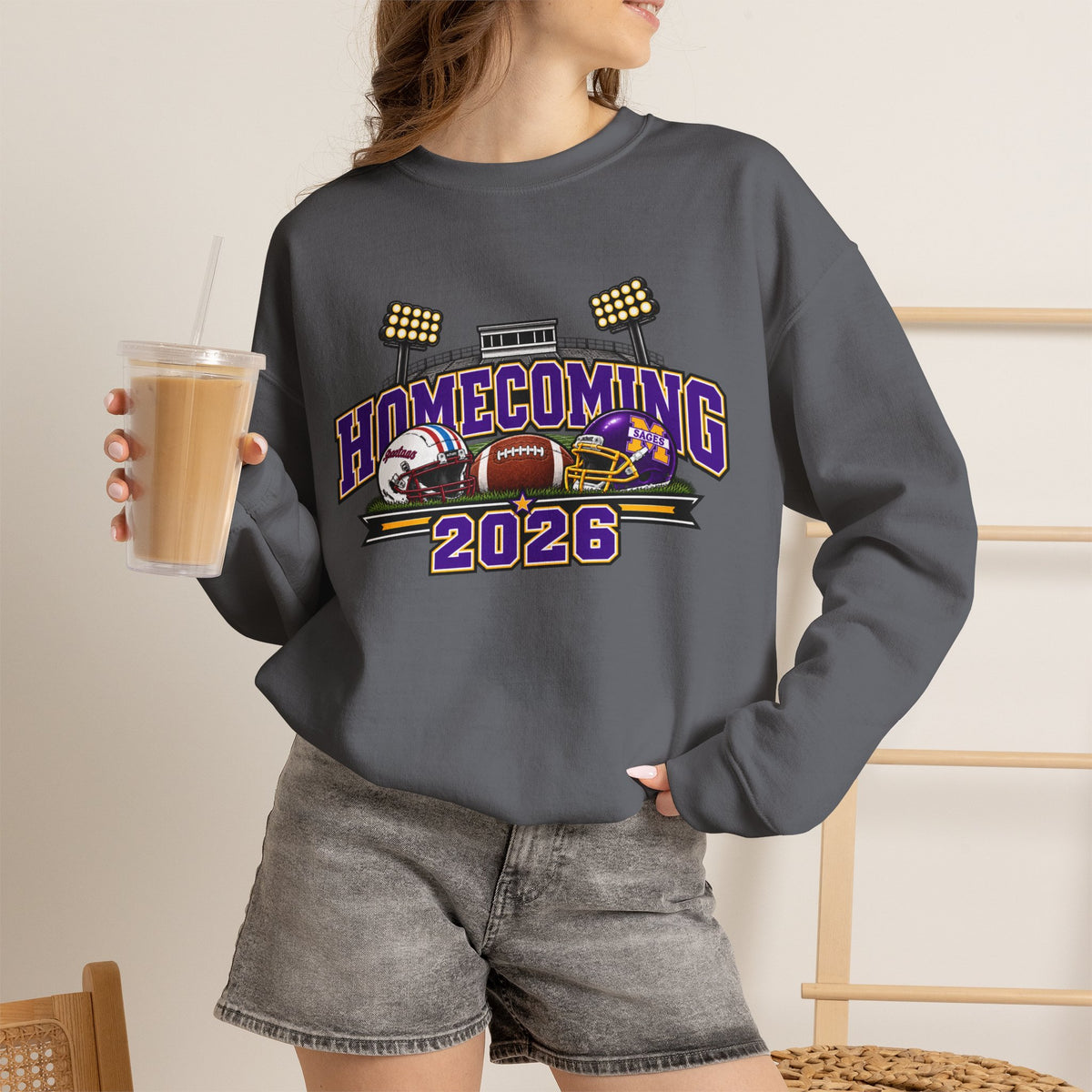 Homecoming 2026 Crewneck Sweatshirt — Football Stadium Design