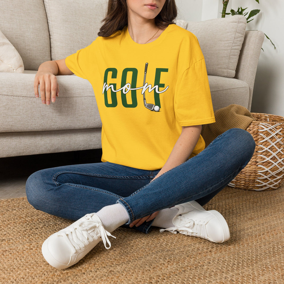 Golf Mom T-Shirt — ‘GOLF’ Script Logo with Club & Ball