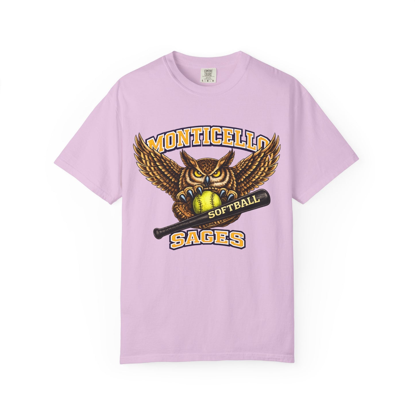 Monticello Sages Softball T-Shirt — Vintage Owl & Wings Team Tee
