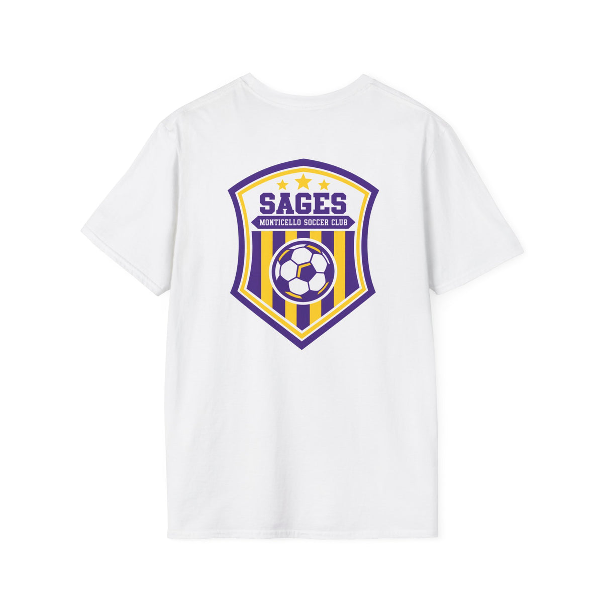 Monticello Soccer Club T-Shirt — Minimal Chest Logo With Crest On Back