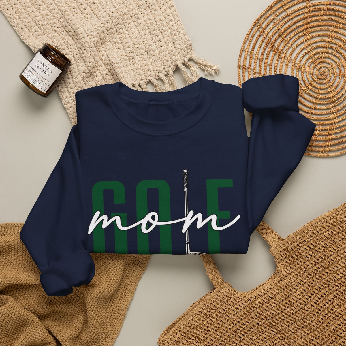 Golf Mom Crewneck Sweatshirt — 'MOM Graphic with Ball