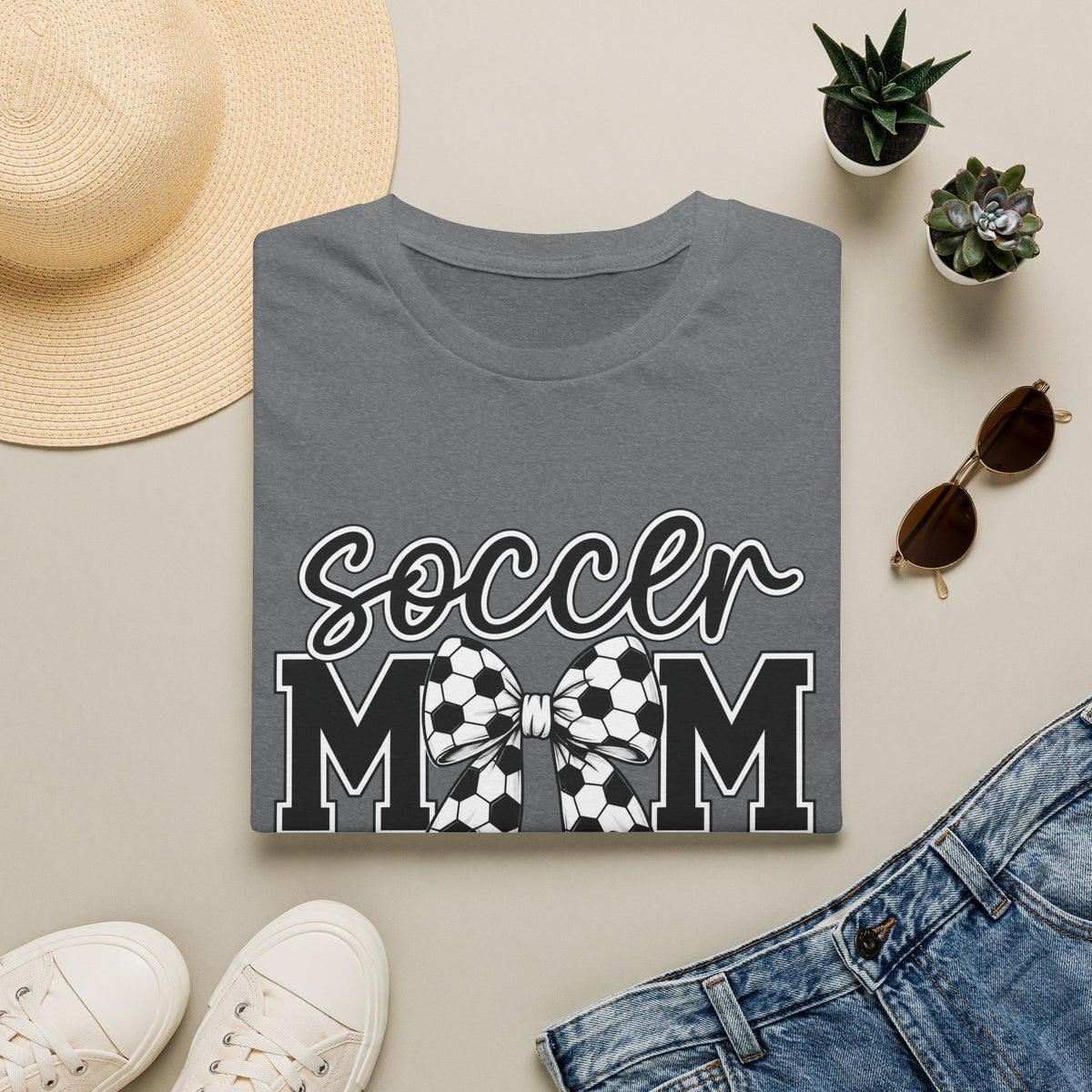 Soccer Mom T-Shirt — Leopard Bow Soccer Ball Design
