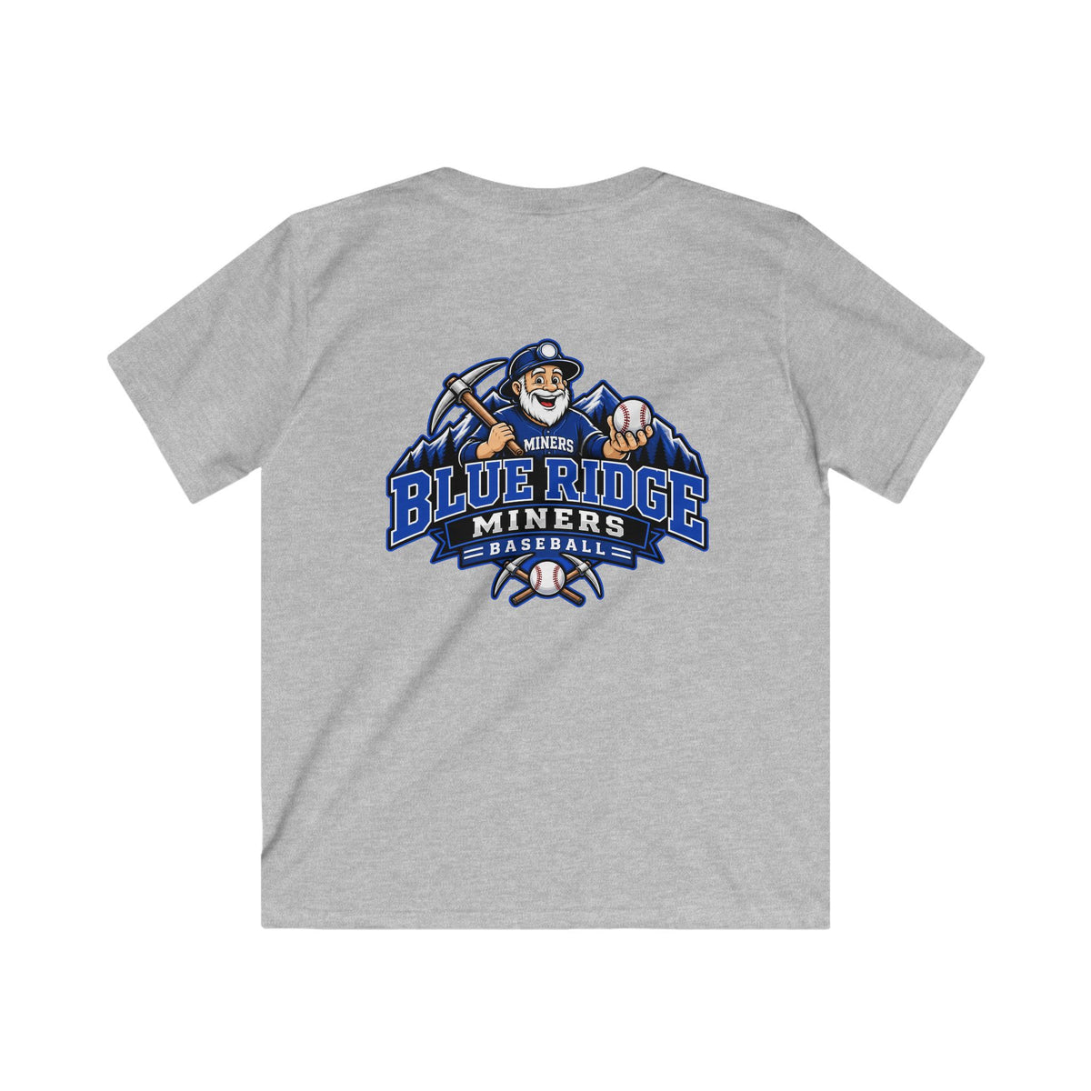 YOUTH Miners Graphic T-Shirt - Miners Logo on Front, Mascot Design on Back