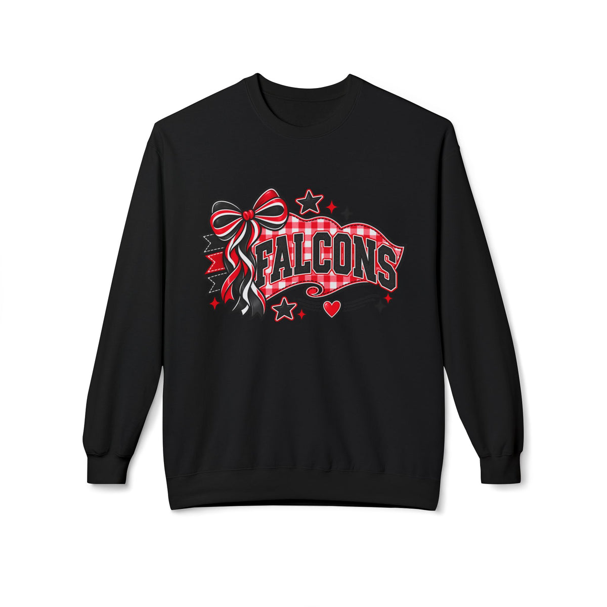 Falcons Sweatshirt — Red & Black Bow School Spirit Crewneck