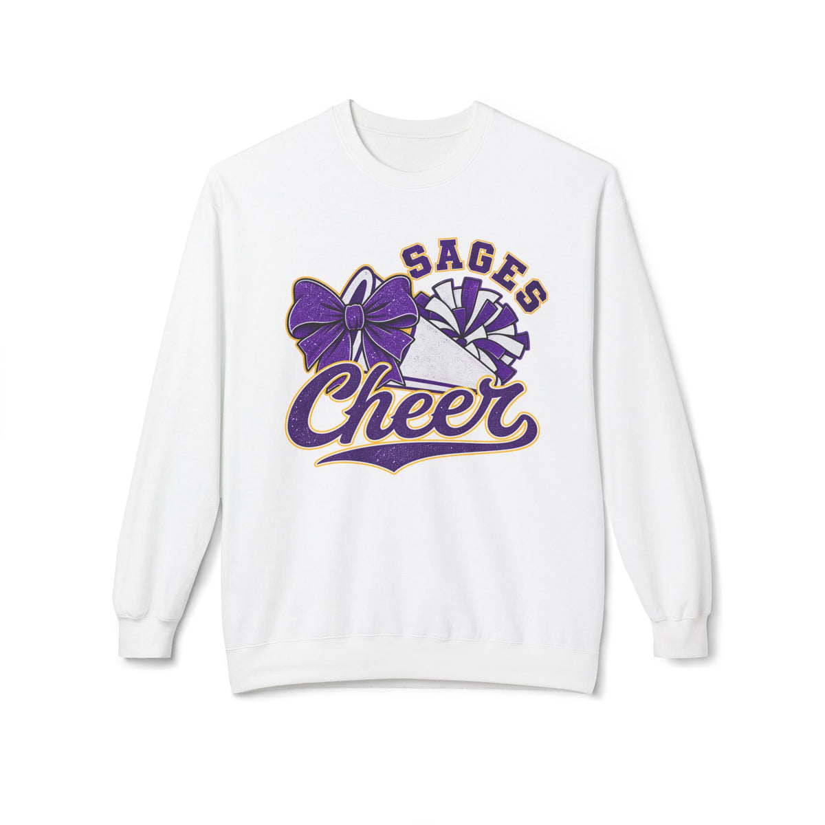 Sages Cheer Crewneck Sweatshirt - Purple Bow & Pom Design
