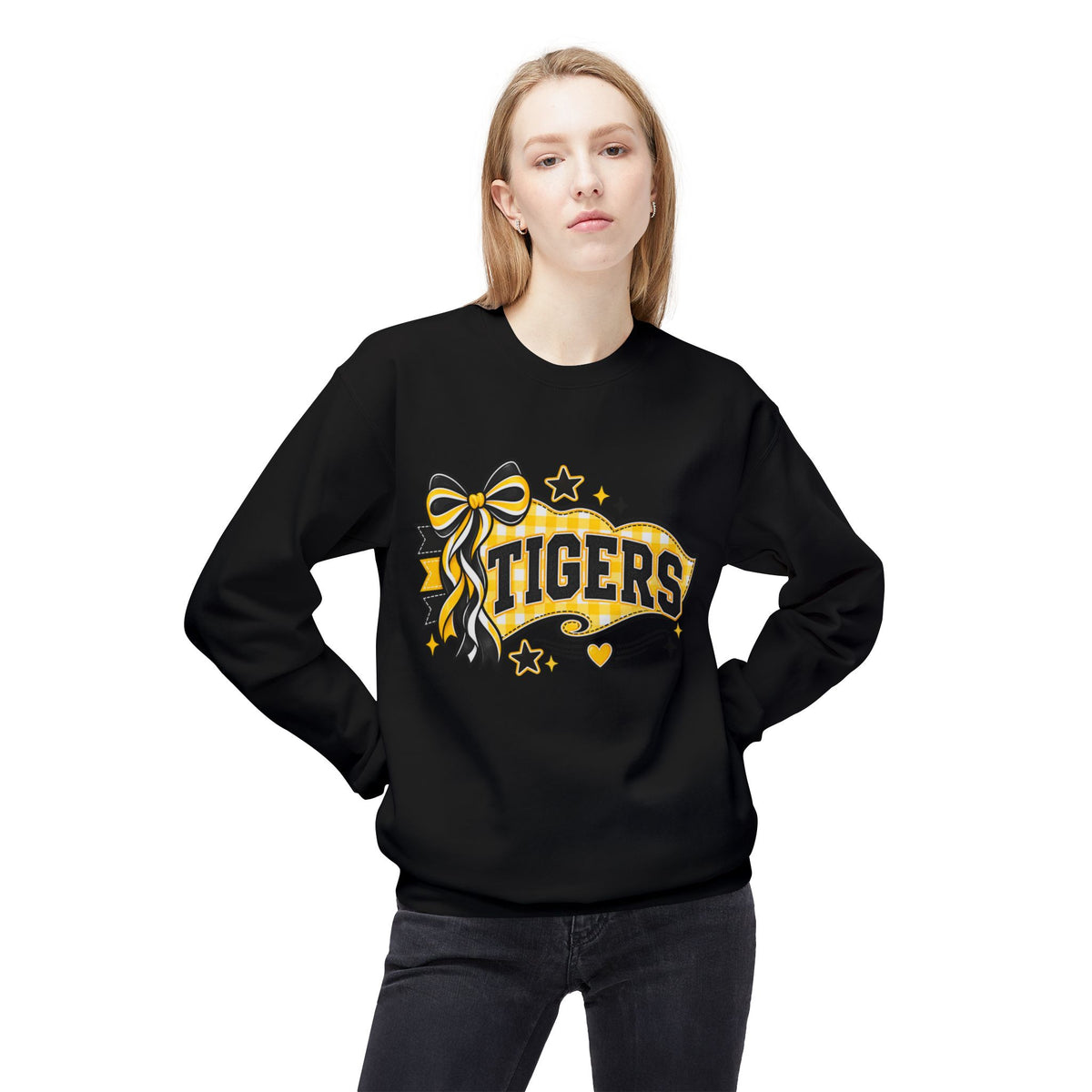 Tigers Crewneck Sweatshirt — Cheer Ribbon School Spirit Pullover