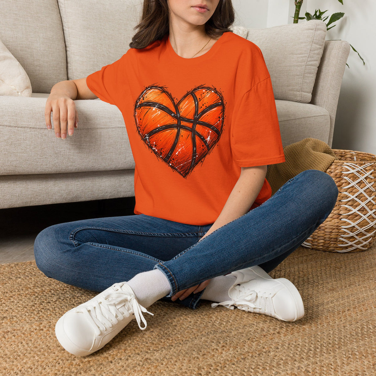 Basketball Heart T-Shirt — Athletic Love Tee for Players & Fans