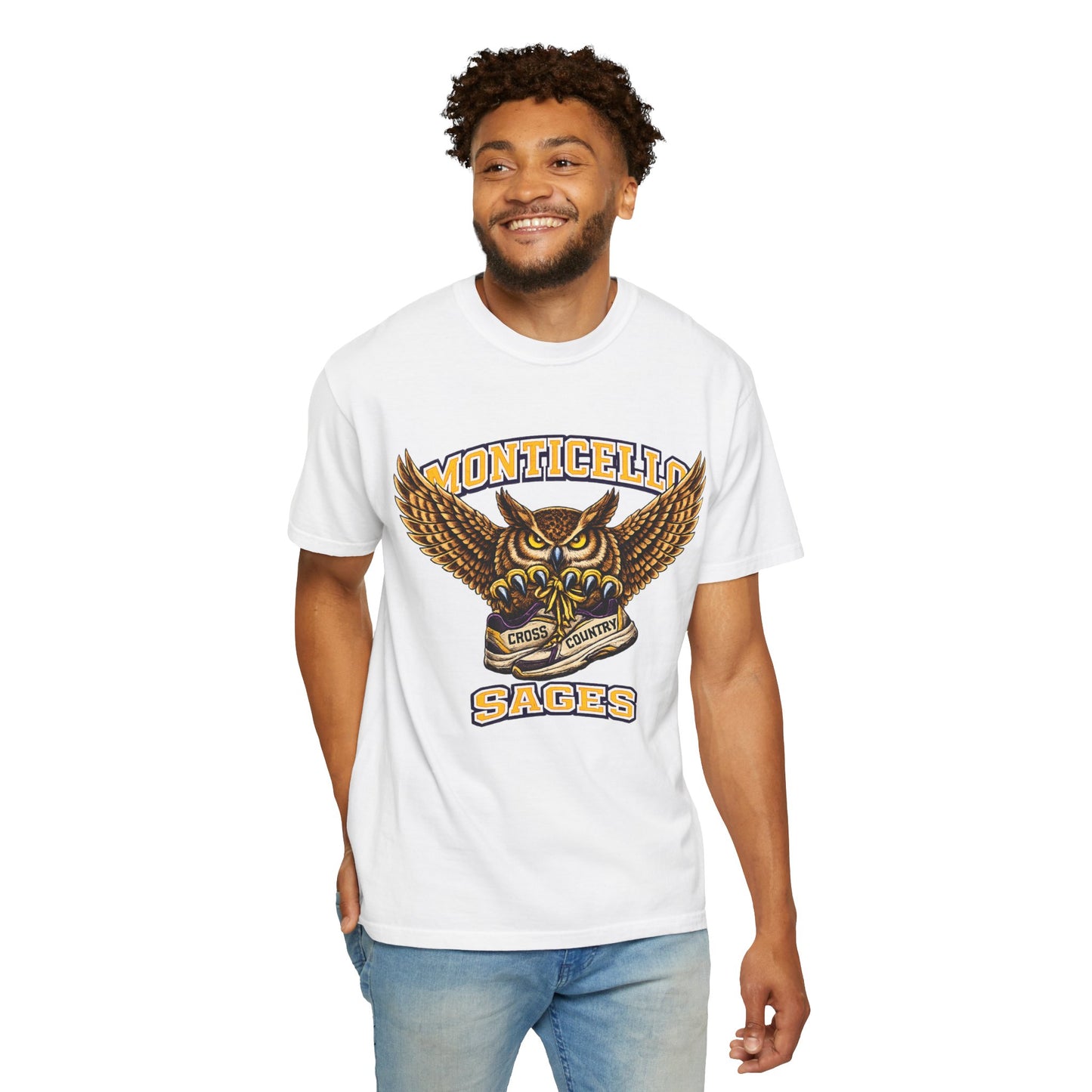 Monticello Sages Cross Country T-Shirt - Vintage Owl & Wings Team Tee