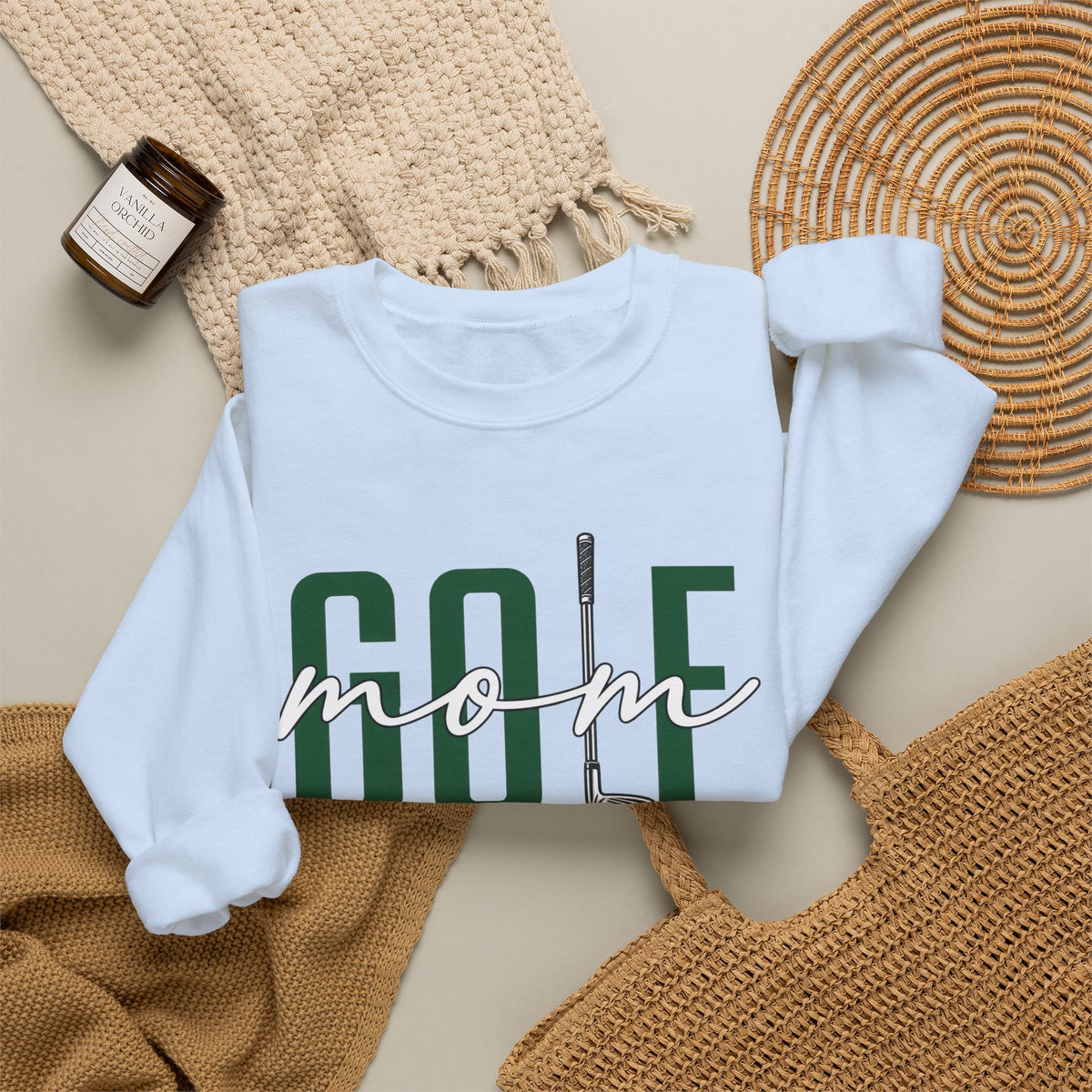 Golf Mom Crewneck Sweatshirt — 'MOM Graphic with Ball