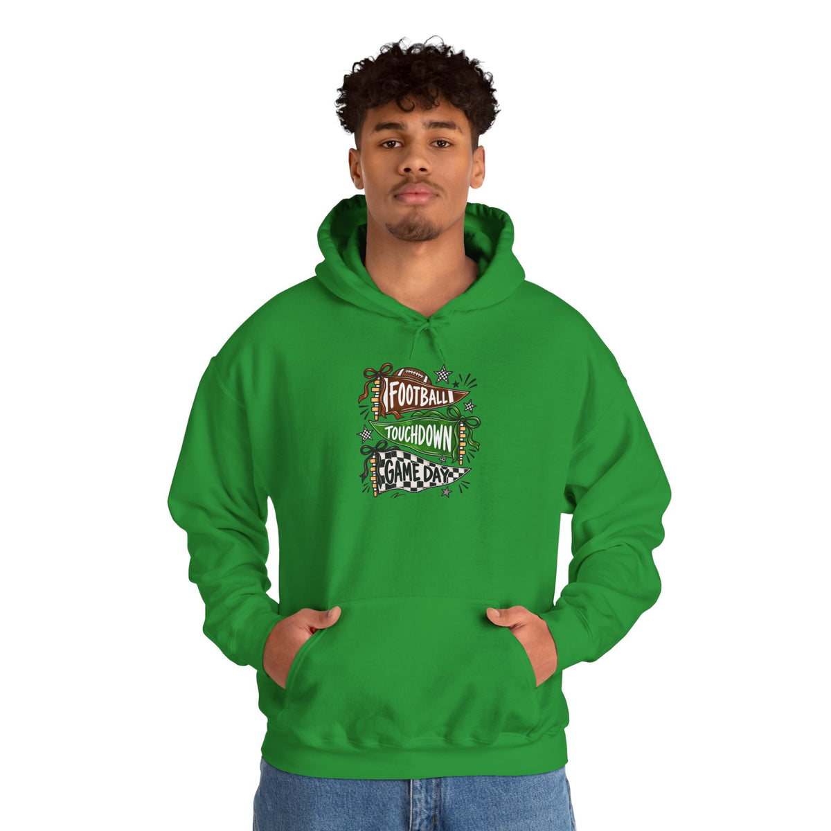Football Touchdown Game Day Hoodie - Retro Grunge Sports Sweatshirt