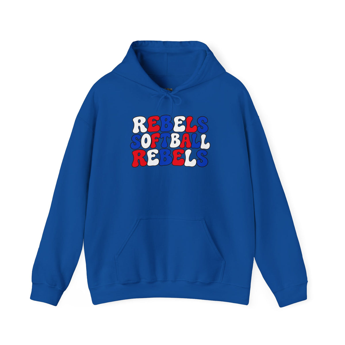 Rebels Softball Hoodie — Retro Red & Blue Team Graphic