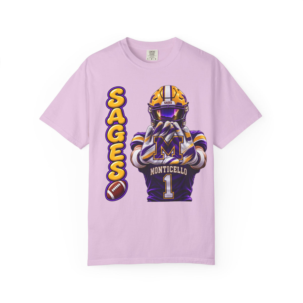 Monticello Sages Football Player Graphic T-Shirt