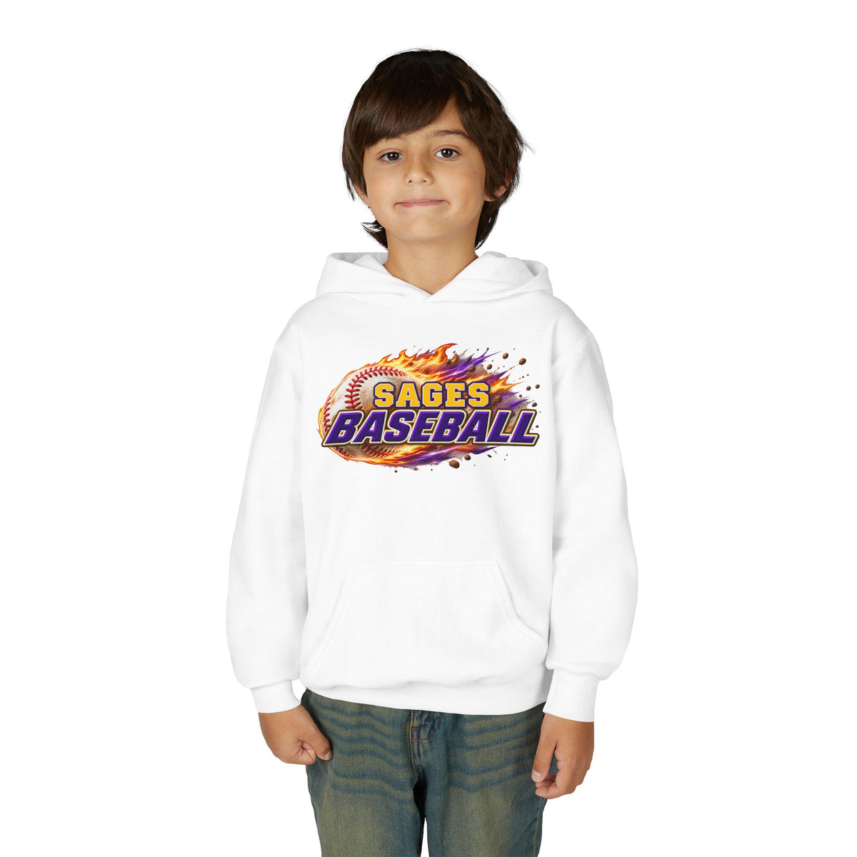 YOUTH Sages Flaming Baseball Hoodie - Team Spirit Hoodie
