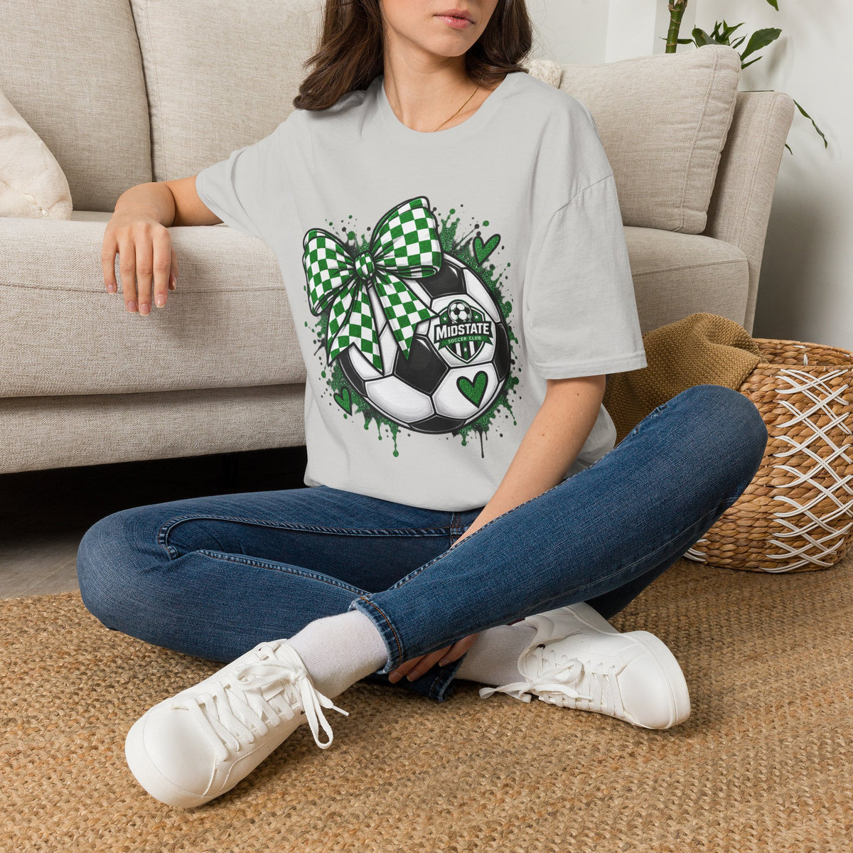 Midstate Soccer Bow T-Shirt — Green Check Midstate Soccer Design