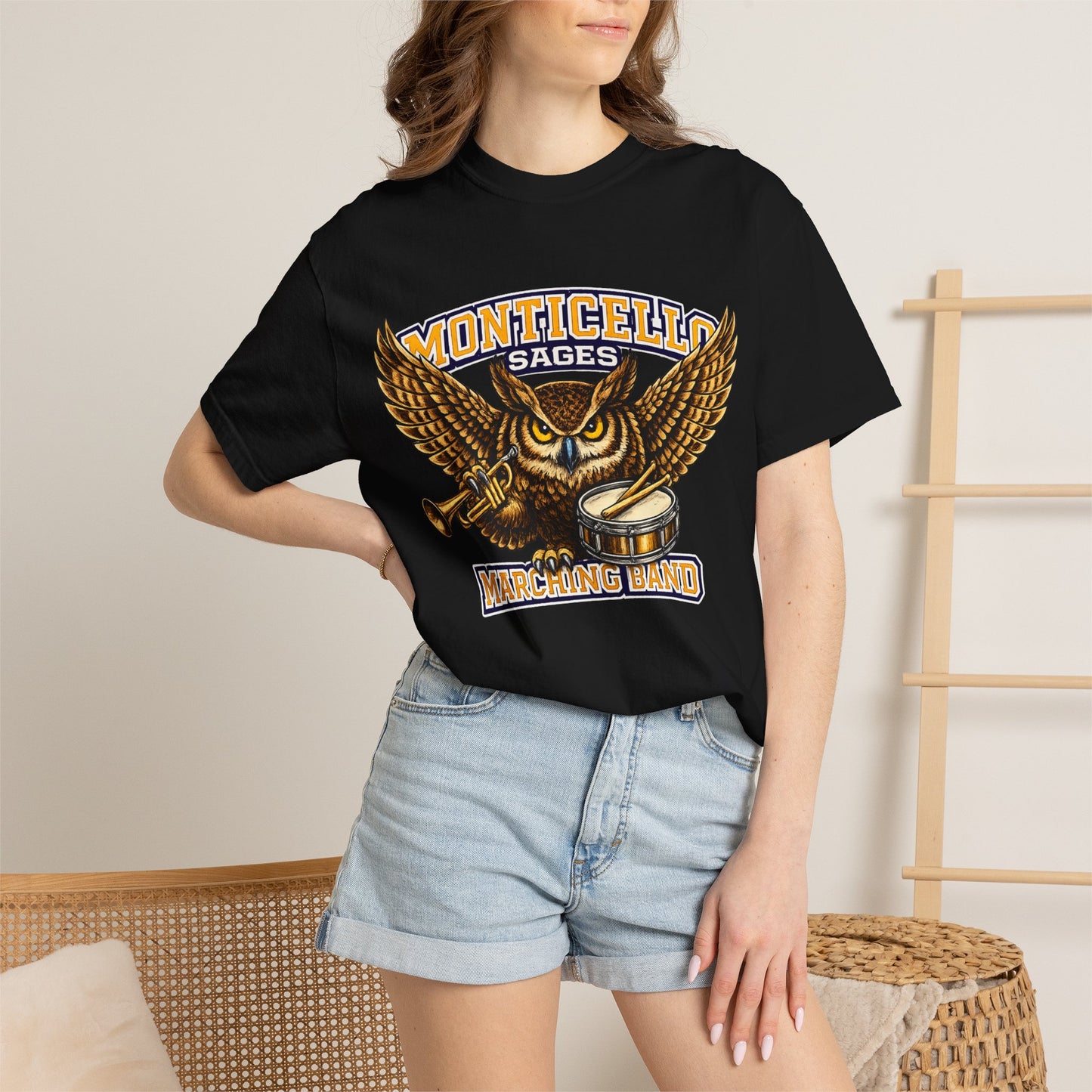 Monticello Sages Marching Band - Vintage Owl & Wings T-Shirt