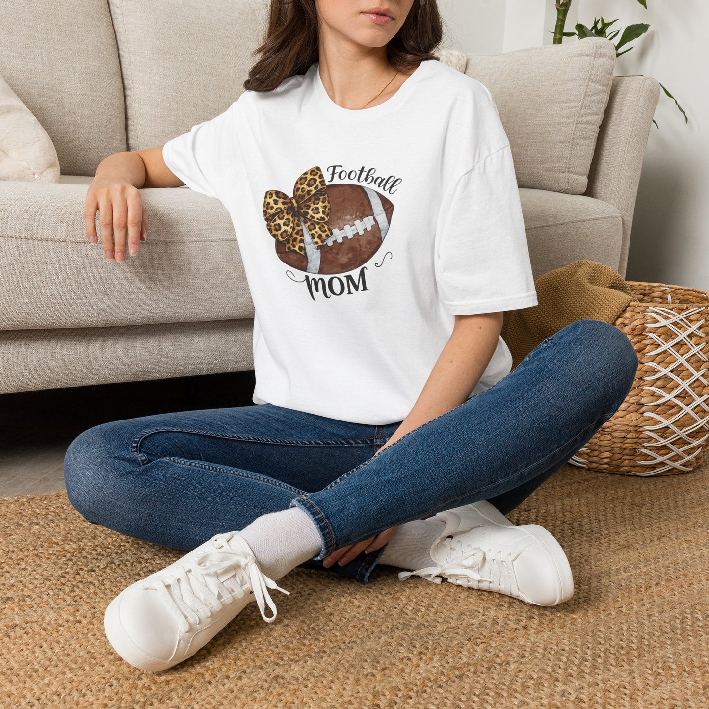 Football Mom T-Shirt — Leopard Bow Game Day Tee