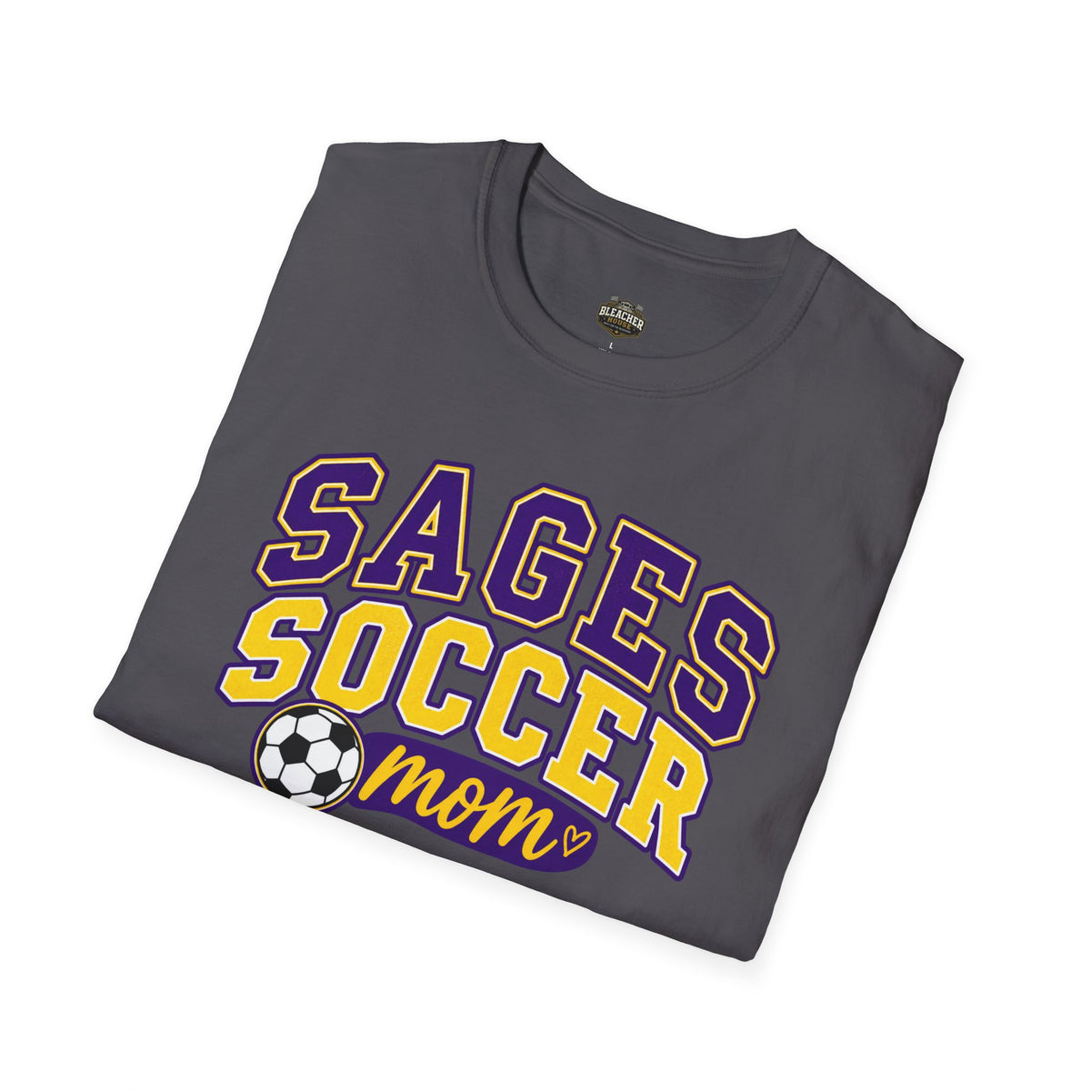 Sages Soccer Mom T‑Shirt — Purple & Gold Team Spirit Tee