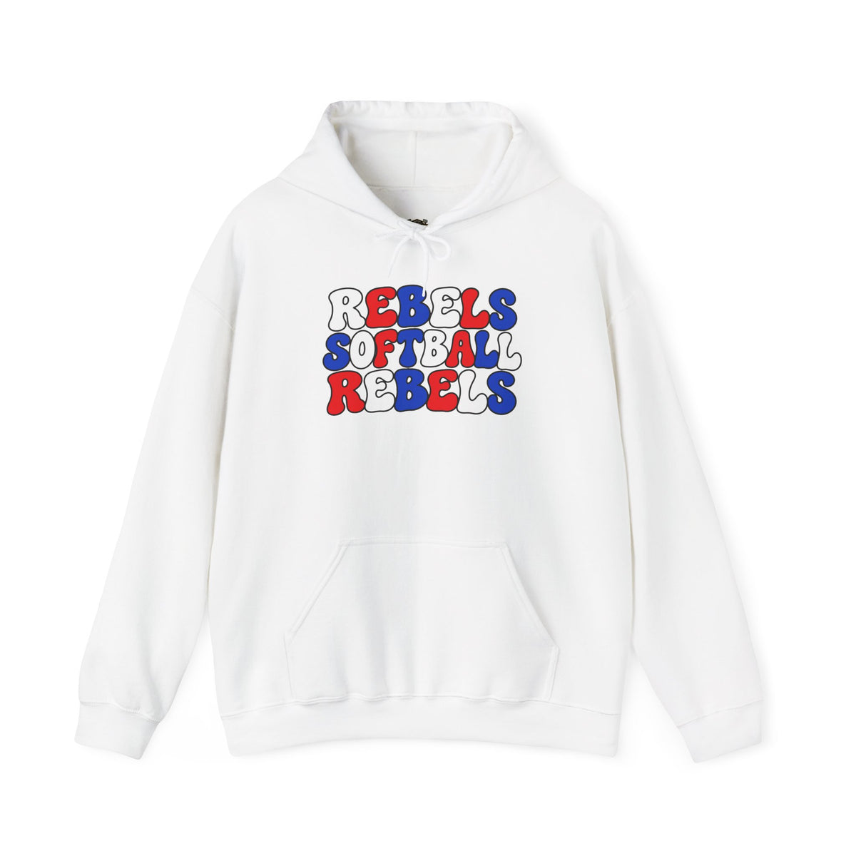Rebels Softball Hoodie — Retro Red & Blue Team Graphic