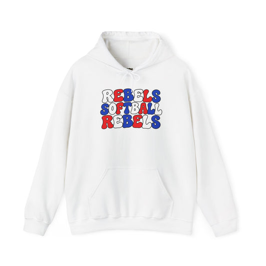 Rebels Softball Hoodie — Retro Red & Blue Team Graphic