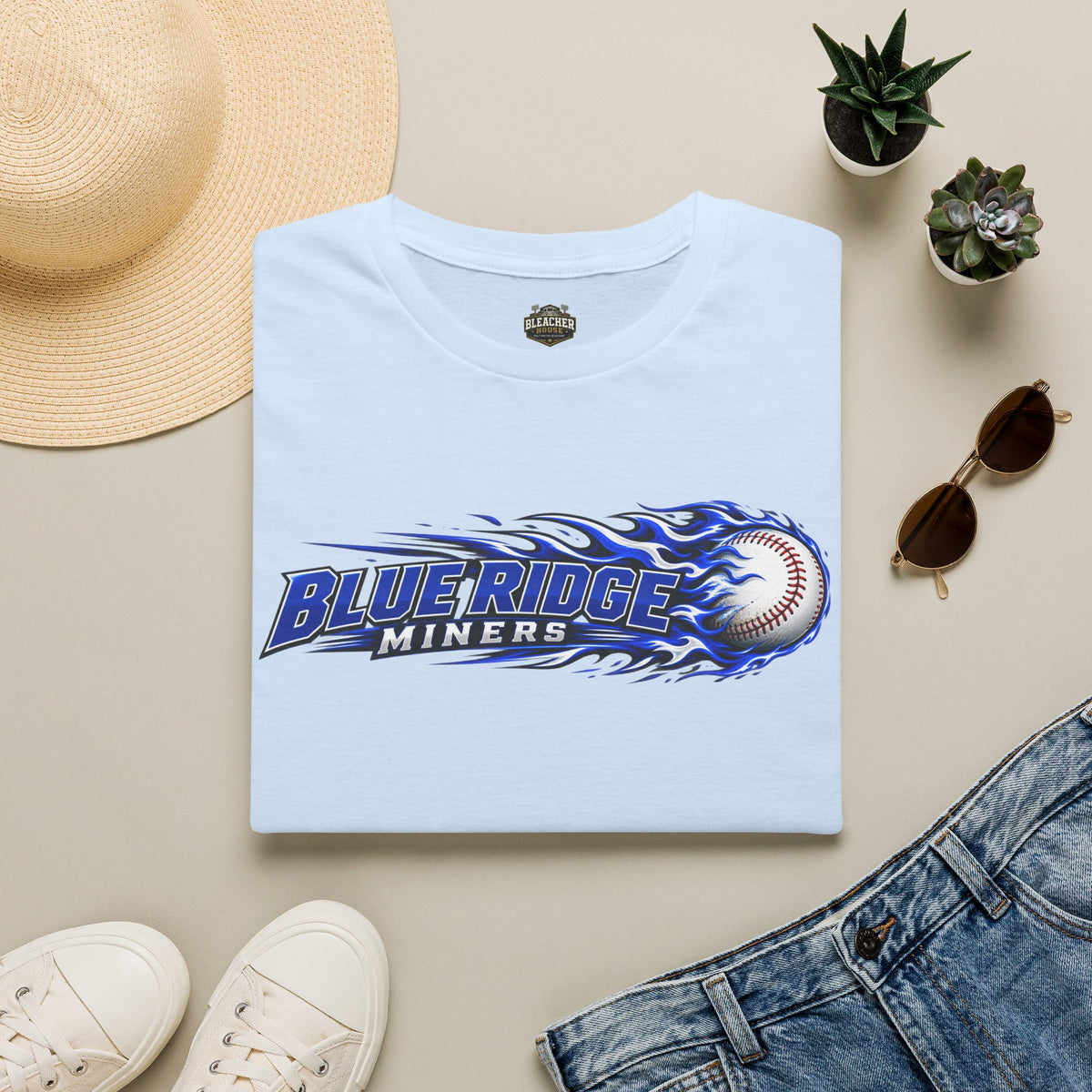 Blue Ridge Miners Flaming Baseball T-Shirt – Flaming Ball Softstyle Tee