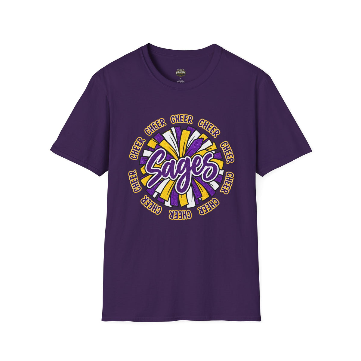 Sages Cheer T-Shirt — Purple & Gold Pom Design