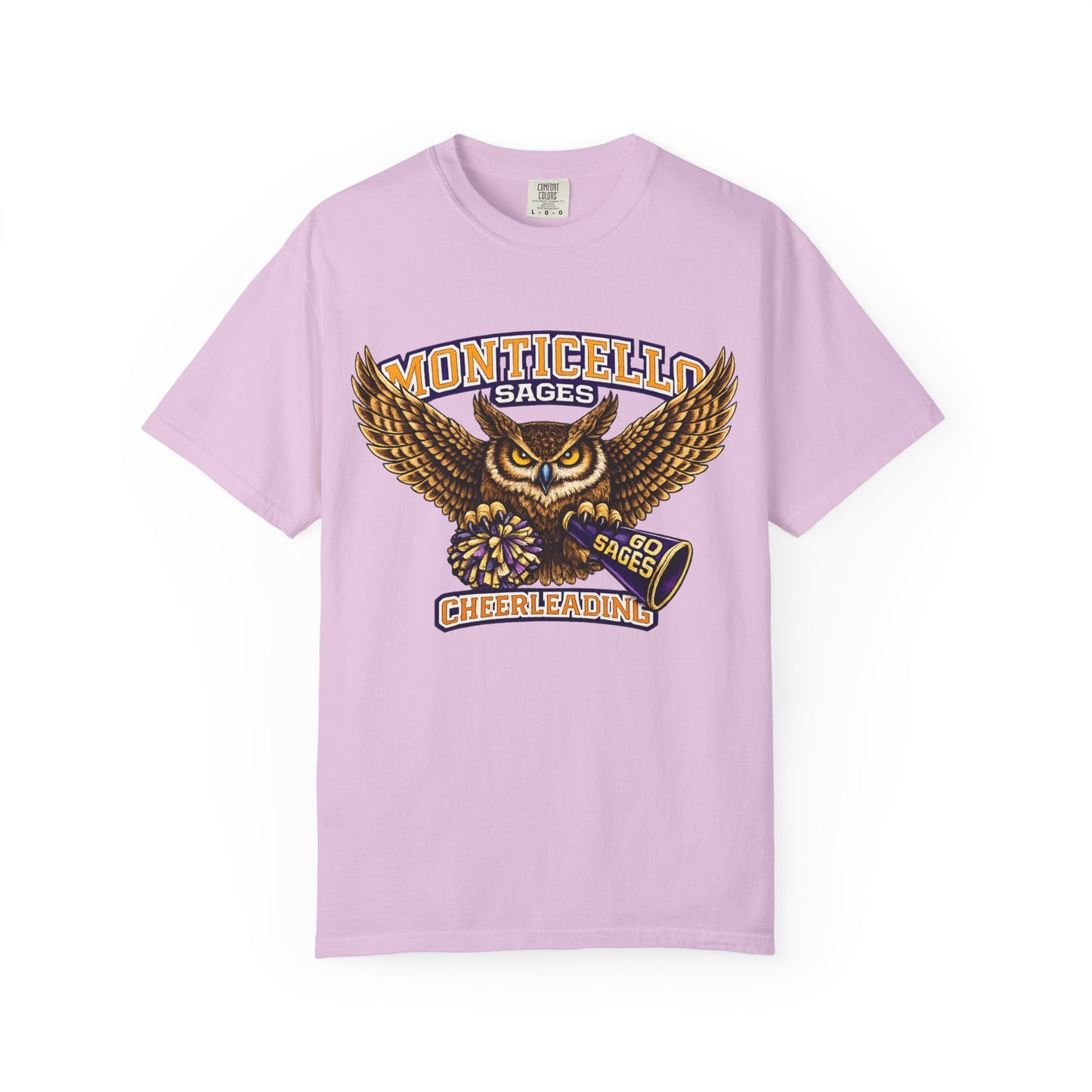 Monticello Sages Cheerleading T-shirt - Vintage Owl & Wings Team Tee