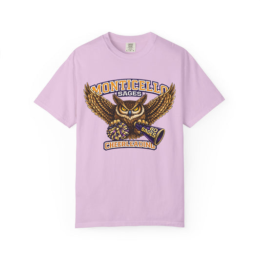 Monticello Sages Cheerleading T-shirt - Vintage Owl & Wings Team Tee