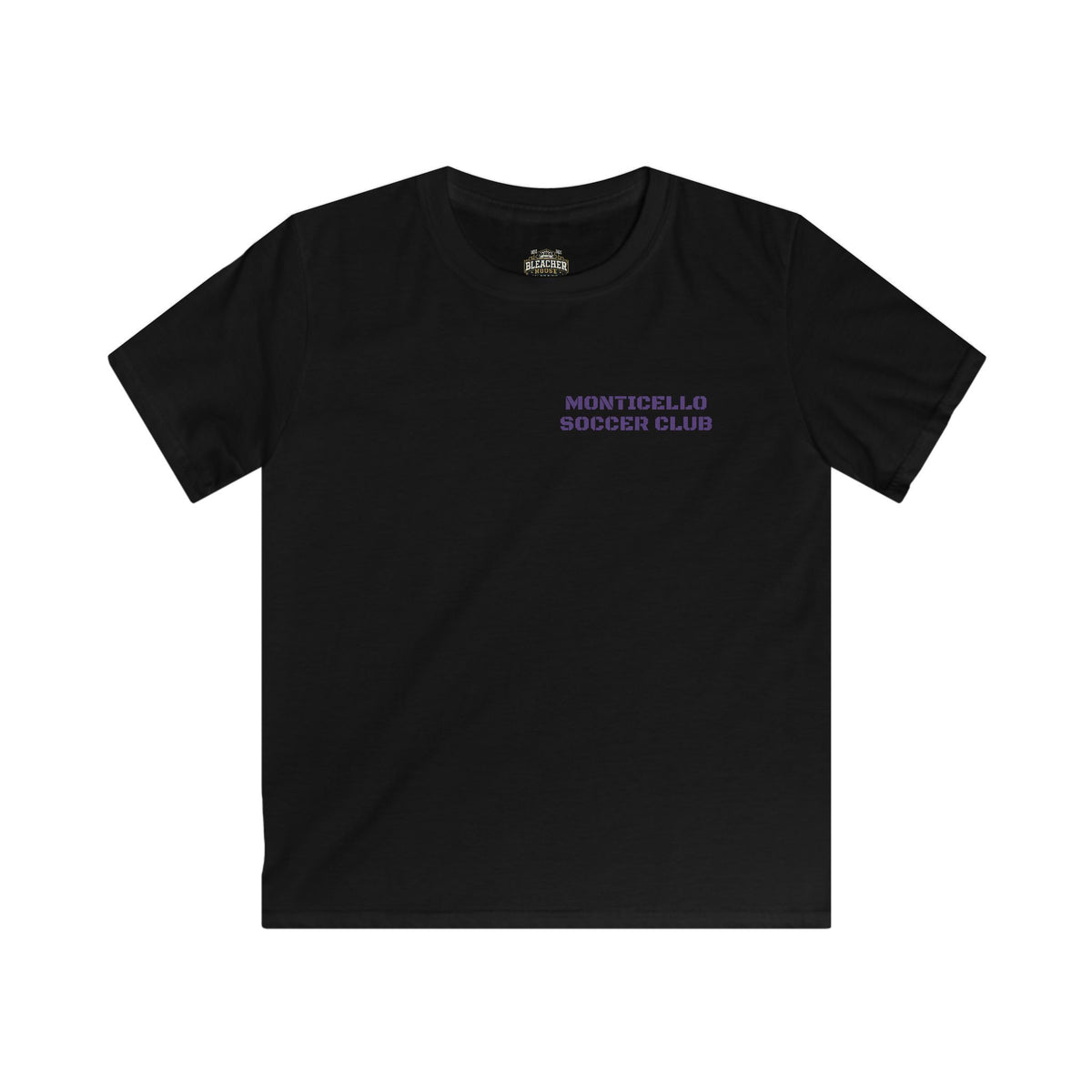YOUTH Monticello Soccer Club T-Shirt — Minimal Chest Logo With Crest On Back