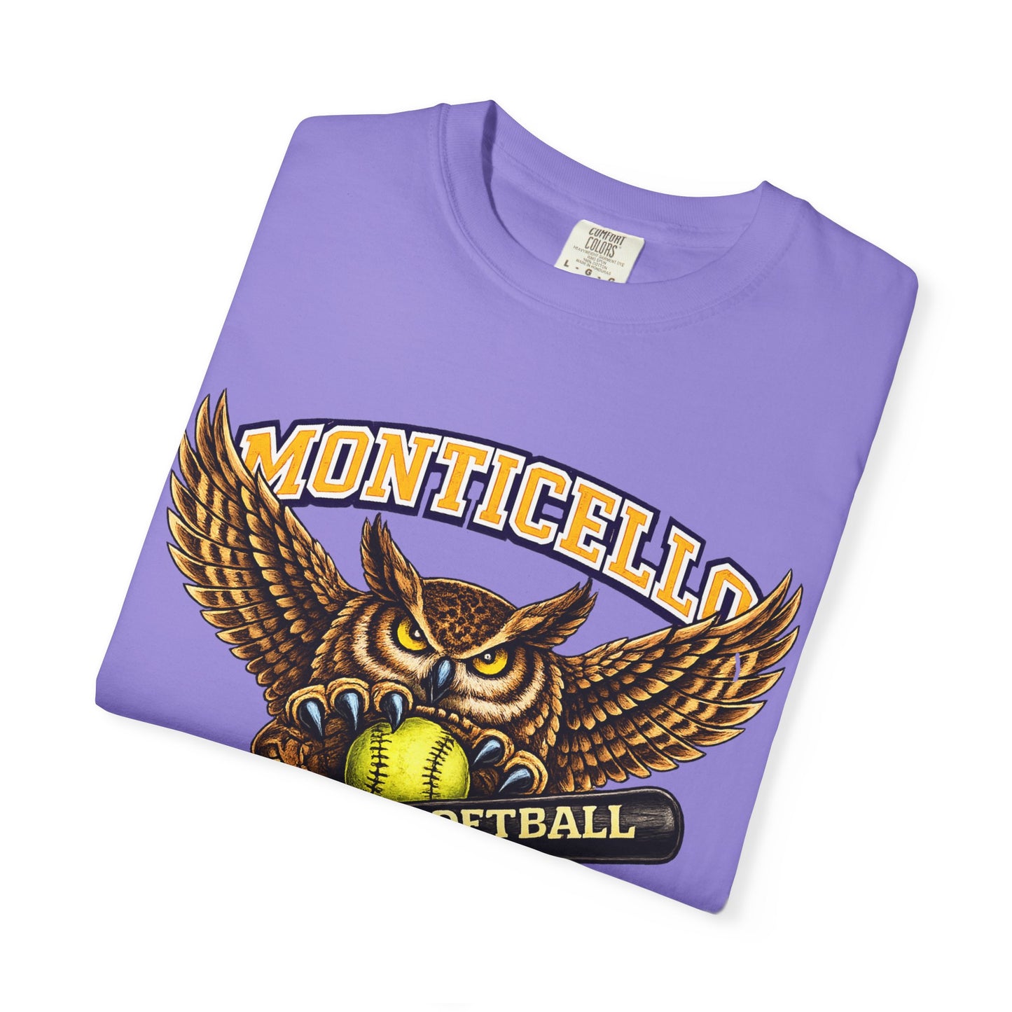Monticello Sages Softball T-Shirt — Vintage Owl & Wings Team Tee