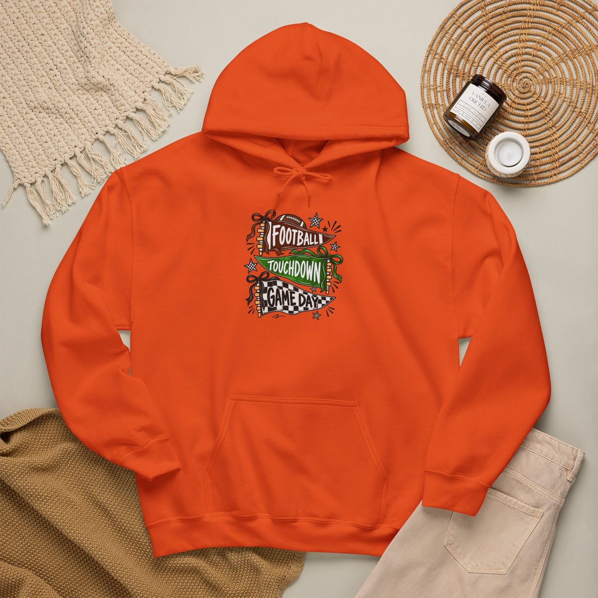 Football Touchdown Game Day Hoodie - Retro Grunge Sports Sweatshirt
