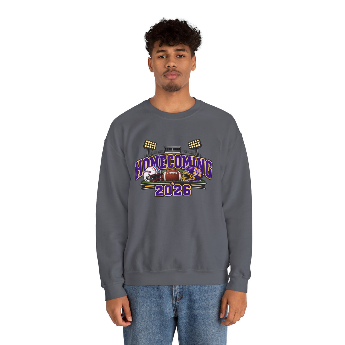 Homecoming 2026 Crewneck Sweatshirt — Football Stadium Design