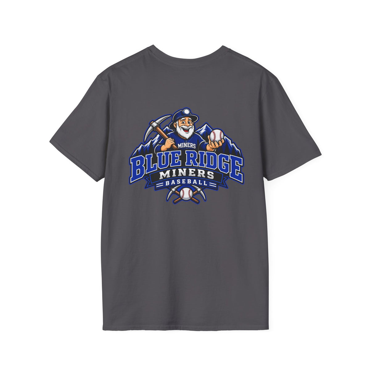 Miners Graphic T-Shirt - Miners Logo on Front, Mascot Design on Back